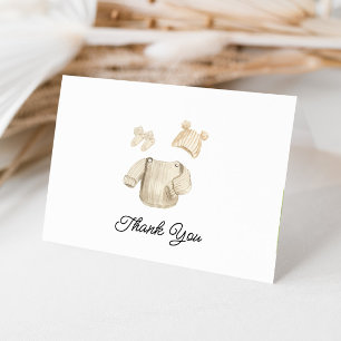 Winter Baby Clothes Gender Neutral Baby Shower Thank You Card