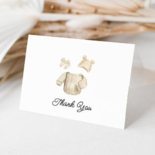 Winter Baby Clothes Gender Neutral Baby Shower Thank You Card