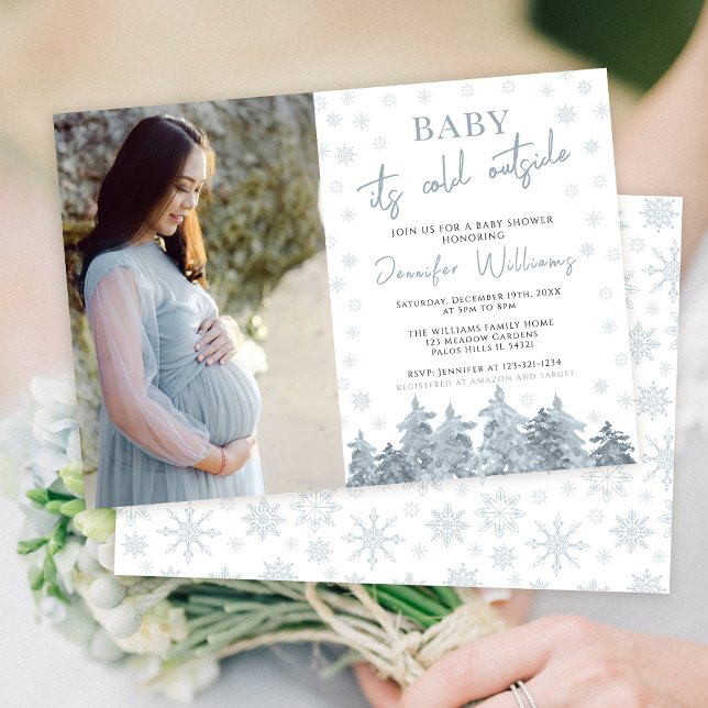 Winter baby cold outside shower photo invitation (Creator Uploaded)