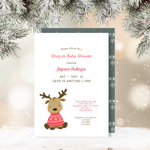 Winter Baby Deer Drop-in Baby Shower Invitation
