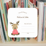 Winter Baby Deer Library bookplate sticker<br><div class="desc">Sweet little neutral gender baby deer wearing a knitted red sweater on a library bookplate sticker.  Would be great for a Winter themed baby shower or gifts at Christmas for children.</div>