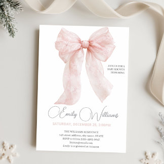 Winter Baby Girl Shower Blush Pink Snowflake Invitation