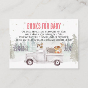 Winter Baby Girl Shower, Bring A Book Enclosure Card