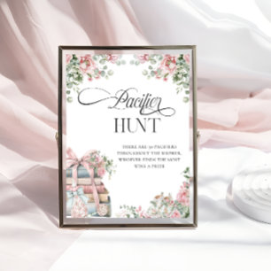 Winter Baby Girl Shower Pacifier Hunt Game  Poster