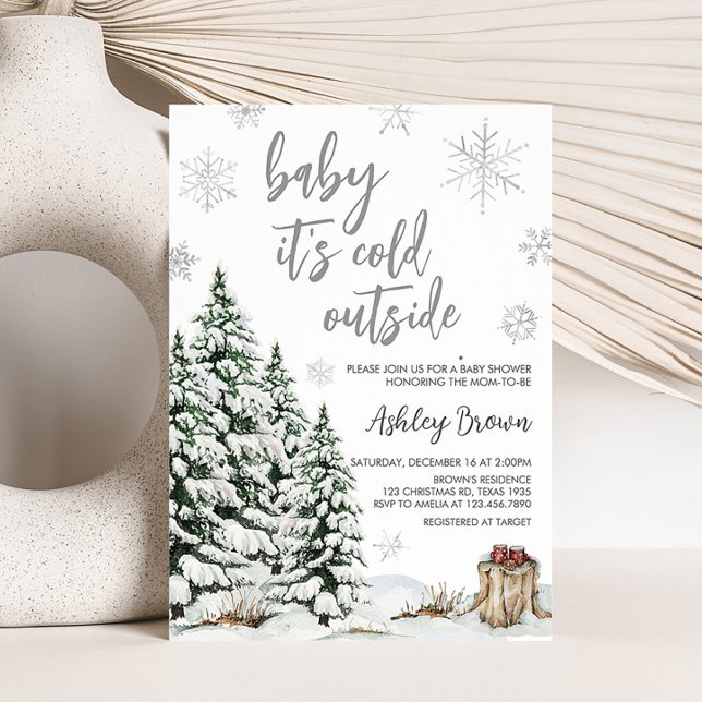 Winter Baby It's Cold Outside Baby Shower  Invitation (Winter Snowflake Baby Shower Invitation)