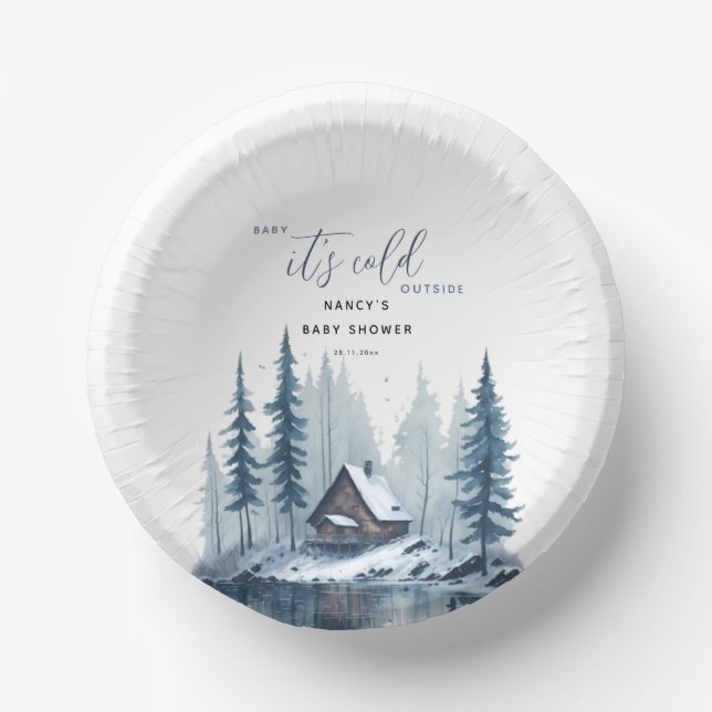 Winter Baby It's Cold Outside Baby Shower  Paper Plate (Front)