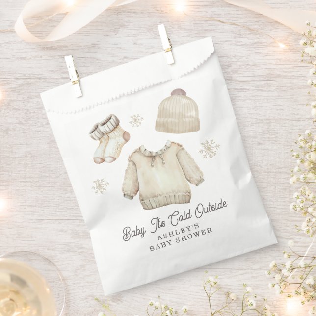 Winter Baby It's Cold Outside Baby Shower Snow Favour Bag (Clipped)