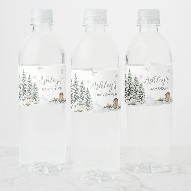 Winter Baby It's Cold Outside Baby Shower  Water Bottle Label (Bottles)