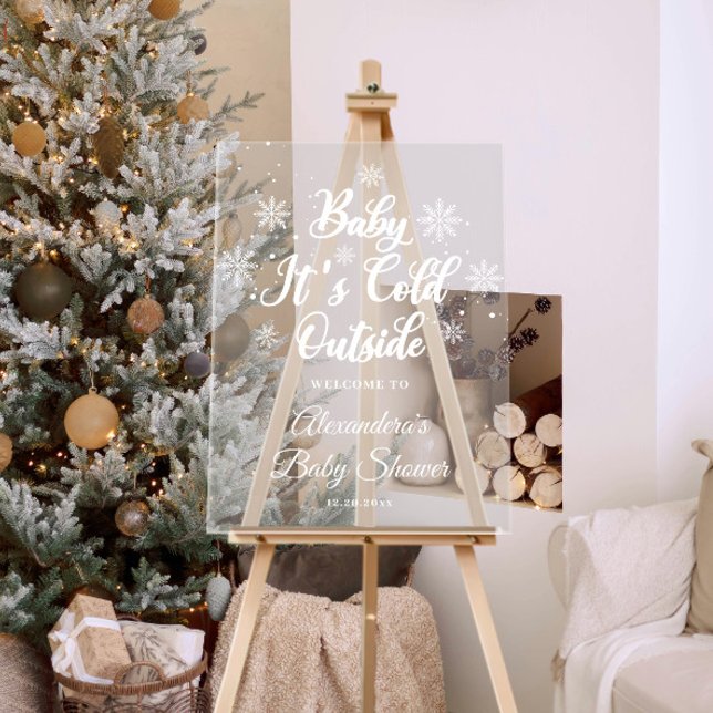 Winter Baby It's Cold Outside Baby Shower Welcome Acrylic Sign (Creator Uploaded)
