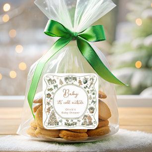 Winter Baby its Cold Outside Winter Baby Shower  Square Sticker