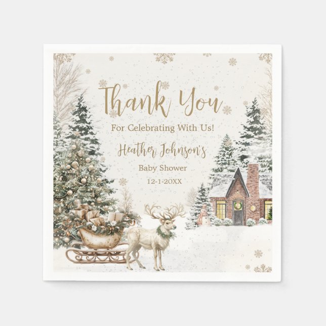 Winter Baby It's Cold, Snowflakes Baby Shower Napkin (Front)