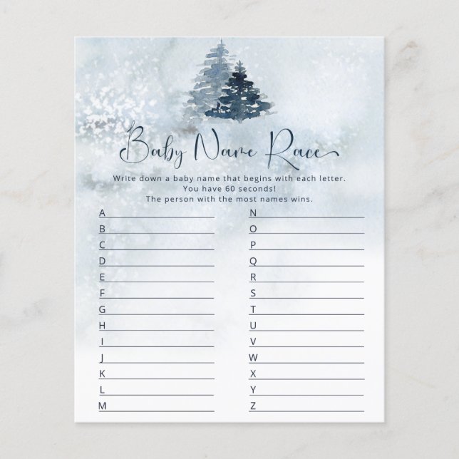 Winter baby name race game (Front)