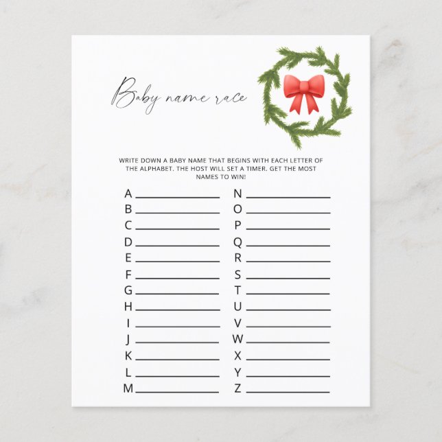 Winter Baby name race game (Front)