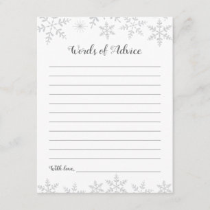 Winter Baby Shower Advice Card Silver Snowflakes