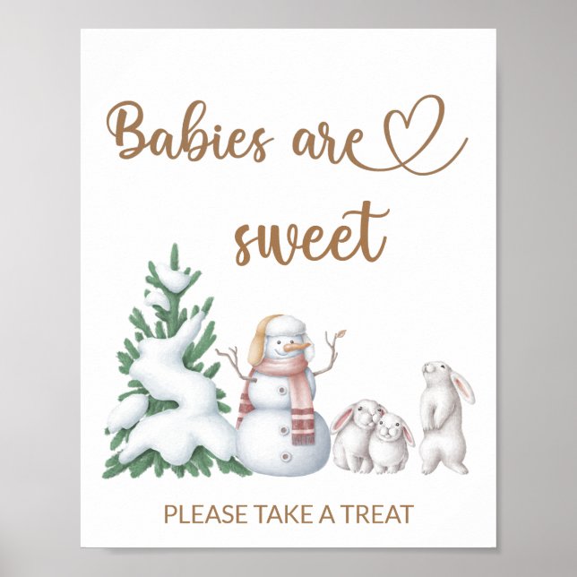Winter baby shower, Babies are sweet take a treat Poster (Front)