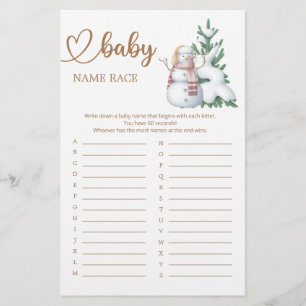 Winter Baby Shower Baby Name Race Game