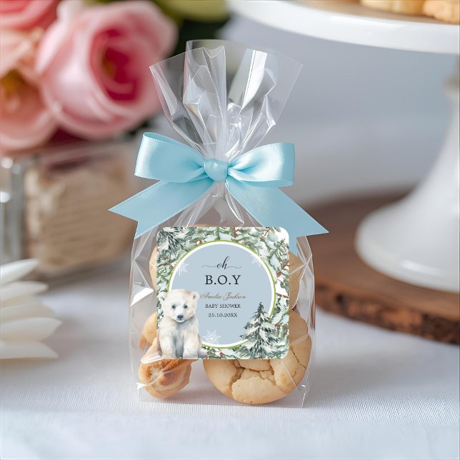 winter baby shower baby shower invitations square sticker (Creator Uploaded)