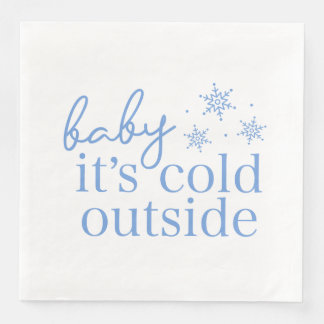 Winter Baby Shower Blue Baby It's Cold Outside Napkin
