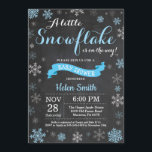 Winter Baby Shower Blue Snowflake Chalkboard Invitation<br><div class="desc">Winter Baby Shower invitation. Blue Snowflake. Boy Baby Shower Invitation. Winter Holiday Baby Shower Invite. Blue and White Snowflakes. Chalkboard Background. For further customisation,  please click the "Customise it" button and use our design tool to modify this template.</div>