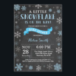 Winter Baby Shower Blue Snowflake Chalkboard Invitation<br><div class="desc">Winter Baby Shower invitation. Blue Snowflake. Boy Baby Shower Invitation. Winter Holiday Baby Shower Invite. Boy and White Snowflakes. Chalkboard Background. For further customisation,  please click the "Customise it" button and use our design tool to modify this template.</div>