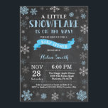 Winter Baby Shower Blue Snowflake Chalkboard Invitation<br><div class="desc">Winter Baby Shower invitation. Blue Snowflake. Boy Baby Shower Invitation. Winter Holiday Baby Shower Invite. Boy and White Snowflakes. Chalkboard Background. For further customisation,  please click the "Customise it" button and use our design tool to modify this template.</div>