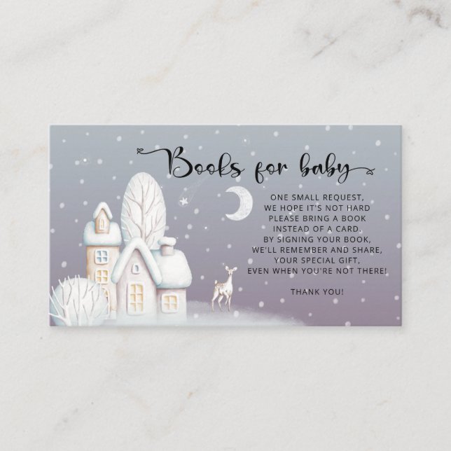 Winter Baby shower books for baby ticket Enclosure Card (Front)