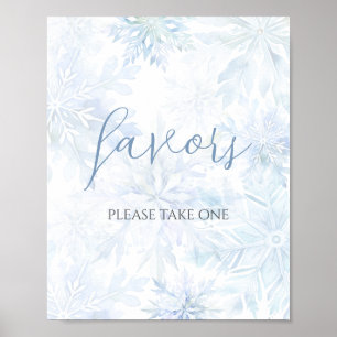 Winter Baby Shower Boy Blue Snowflake Favour Poster