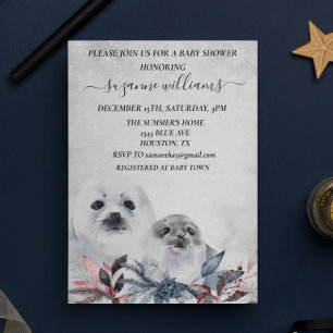Winter Baby Shower Christmas Mama Seal  Invitation