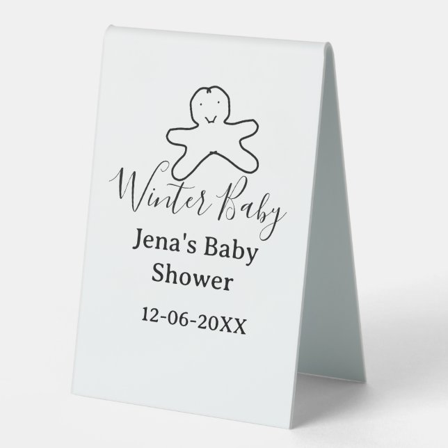 Winter baby shower cookie black scribble hand-draw (Front)