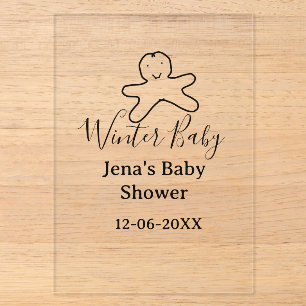 Winter baby shower cookie black scribble hand-draw acrylic invitations