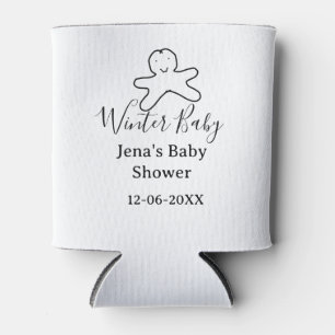 Winter baby shower cookie black scribble hand-draw can cooler