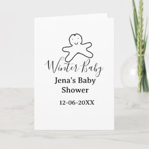 Winter baby shower cookie black scribble hand-draw card