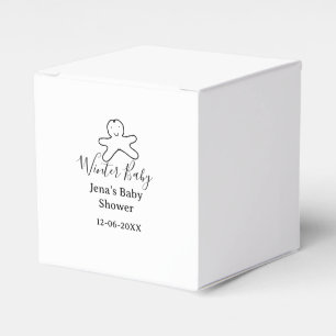 Winter baby shower cookie black scribble hand-draw favour box