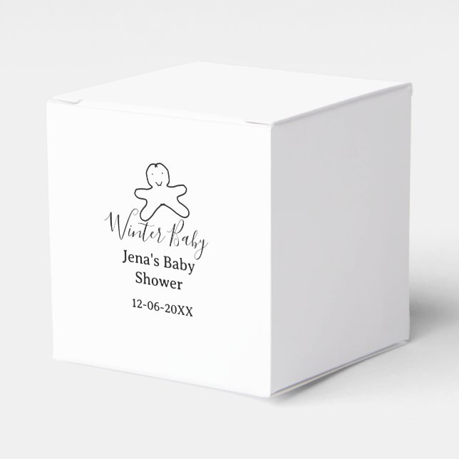 Winter baby shower cookie black scribble hand-draw favour box (Front Side)