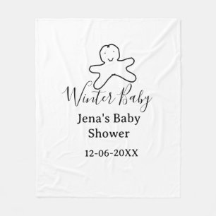 Winter baby shower cookie black scribble hand-draw fleece blanket