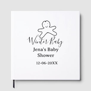 Winter baby shower cookie black scribble hand-draw guest book