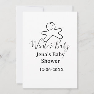 Winter baby shower cookie black scribble hand-draw holiday card