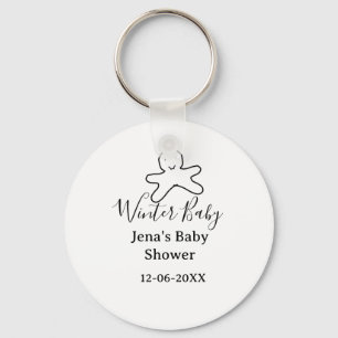 Winter baby shower cookie black scribble hand-draw key ring