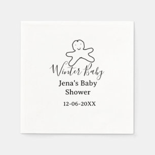 Winter baby shower cookie black scribble hand-draw napkin