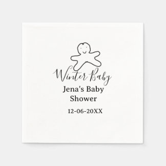 Winter baby shower cookie black scribble hand-draw napkin