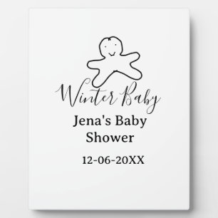 Winter baby shower cookie black scribble hand-draw plaque