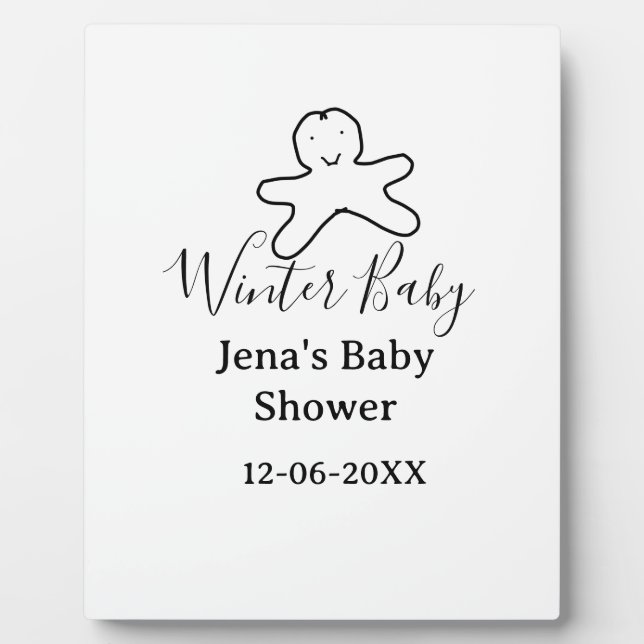 Winter baby shower cookie black scribble hand-draw plaque (Front)