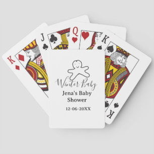 Winter baby shower cookie black scribble hand-draw playing cards