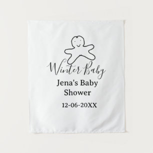 Winter baby shower cookie black scribble hand-draw tapestry
