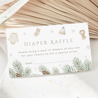 Winter Baby Shower Diaper Raffle Enclosure Card