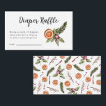 Winter Baby Shower Diaper Raffle Ticket  Enclosure Card<br><div class="desc">Rustic Christmas theme baby shower diaper raffle ticket featuring watercolor illustration of winter botanicals including, mistletoe, pine tree branch, berries, orange, etc. This card can be sent along with an invitation card and it asks guests to bring a pack of diapers for a chance to win a prize. Gender neutral...</div>