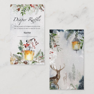 Winter baby shower diaper raffle ticket enclosure card
