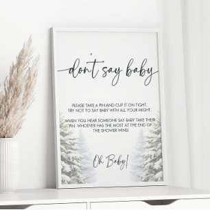 Winter Baby Shower Don't Say Baby Game Sign