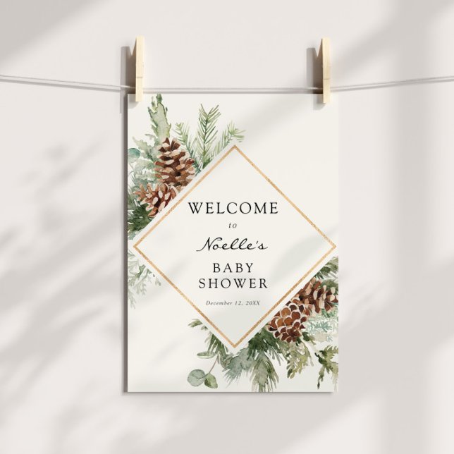 Winter Baby Shower Evergreen Welcome Poster (Creator Uploaded)
