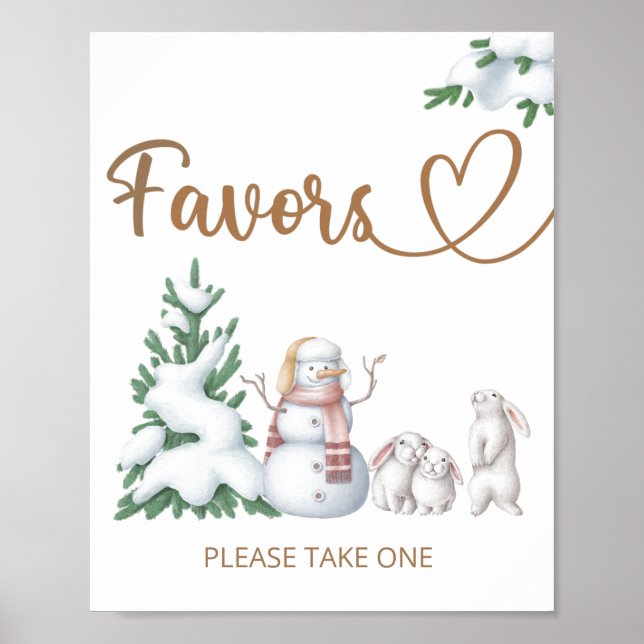 Winter baby shower Favours sign (Front)